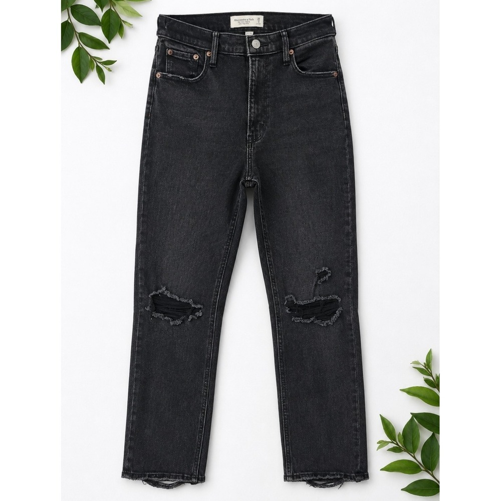 Abercrombie & Fitch Women's Off Black Wash Ultra High Rise Ankle Jeans 25